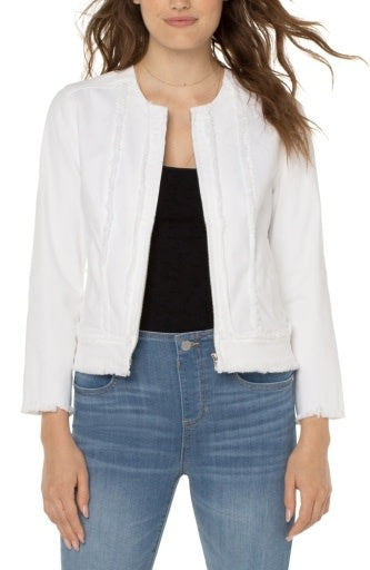 Frayed Zip Denim Jacket