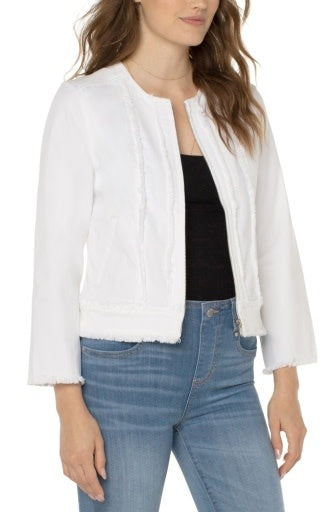 Frayed Zip Denim Jacket