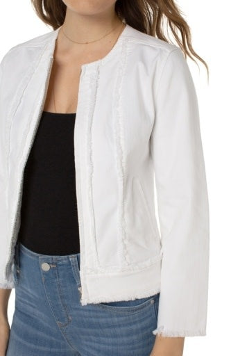 Frayed Zip Denim Jacket