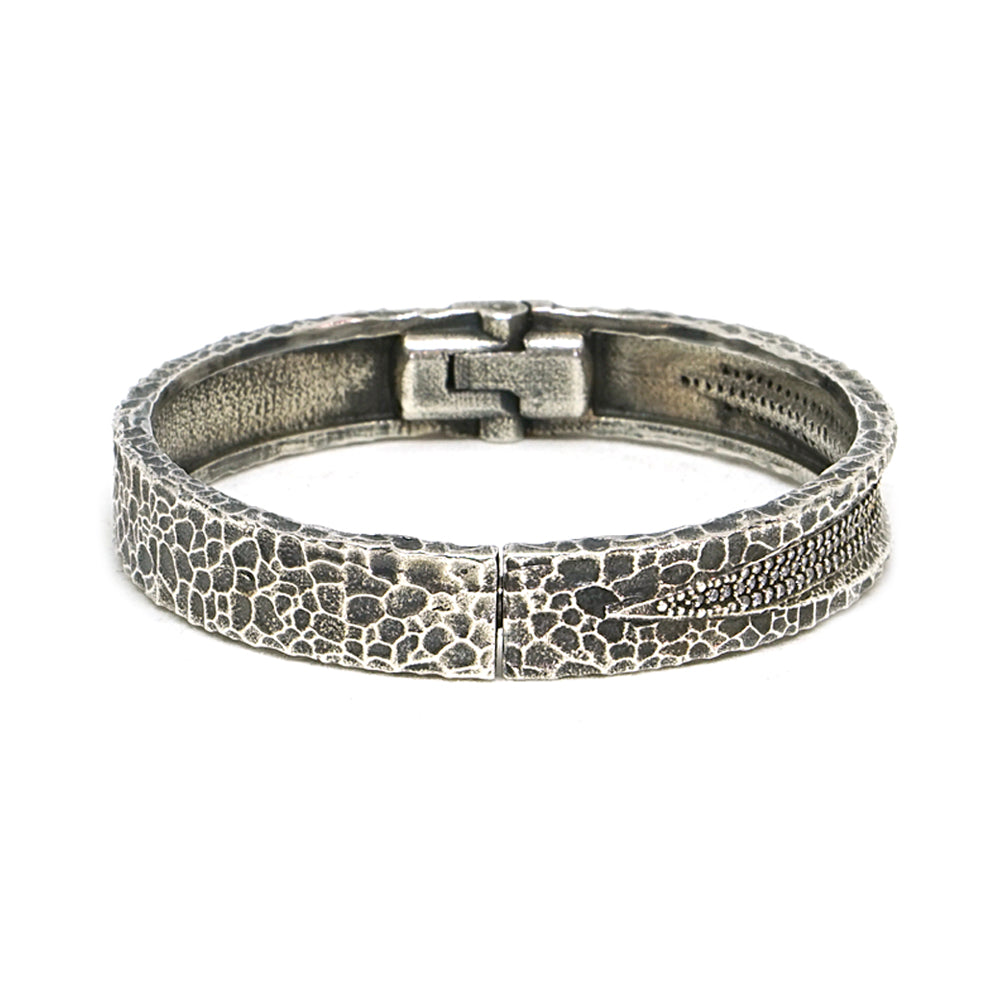 Vintage Silver Velen Crystal Inlay Bangle