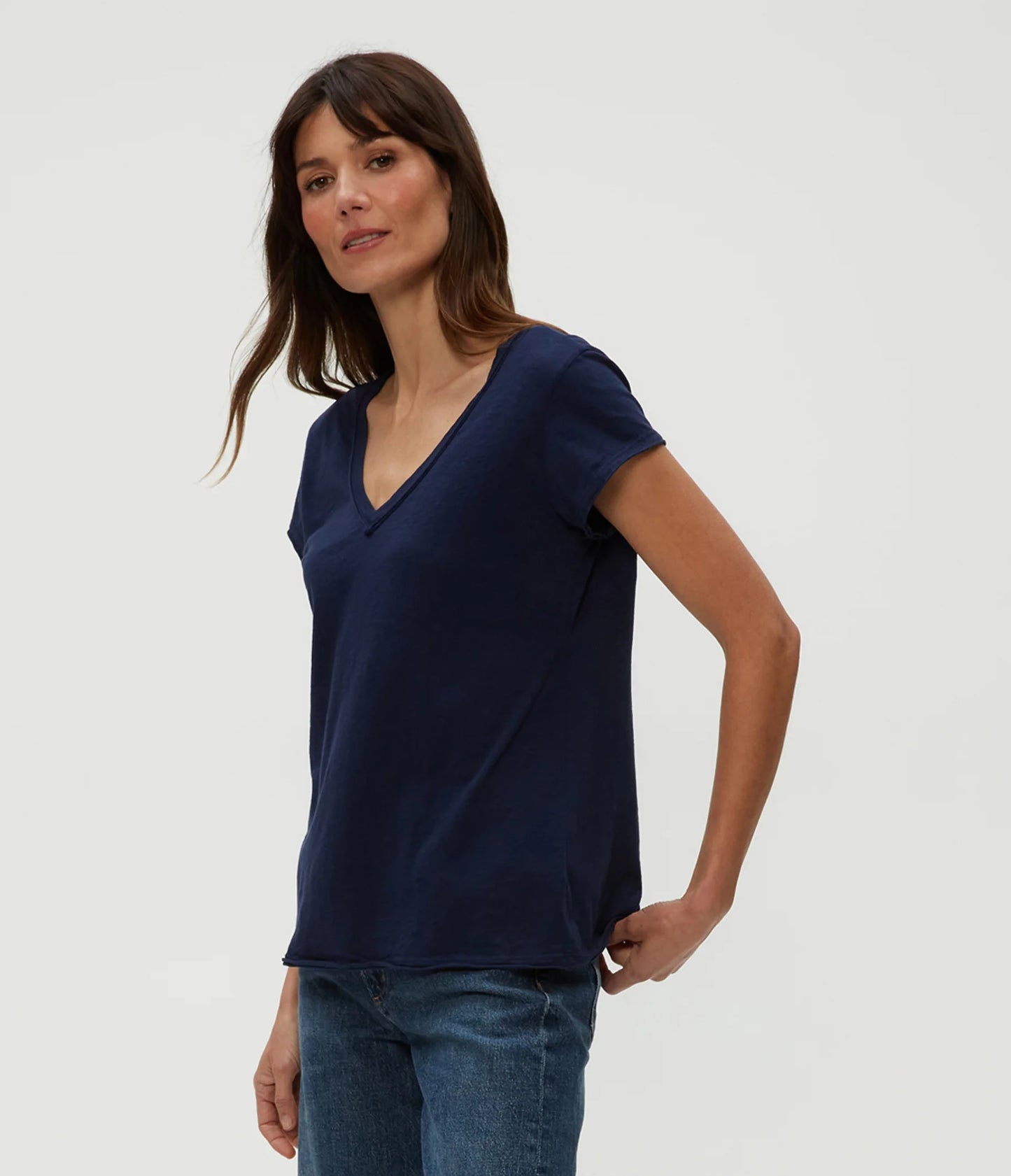 Baxter V-Neck Raw Edge Tee