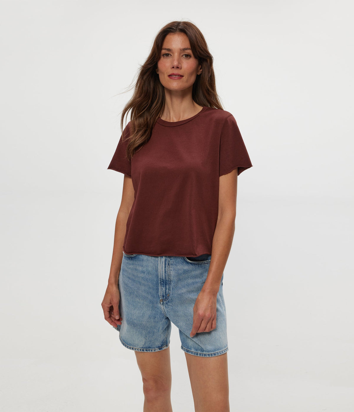 Jackie Raw Edge Crew Neck Tee