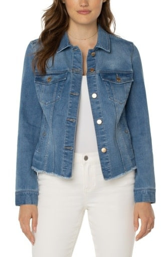 Classic Jean Jacket with Fray Hem