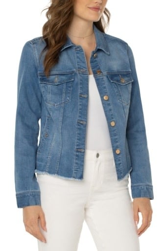 Classic Jean Jacket with Fray Hem