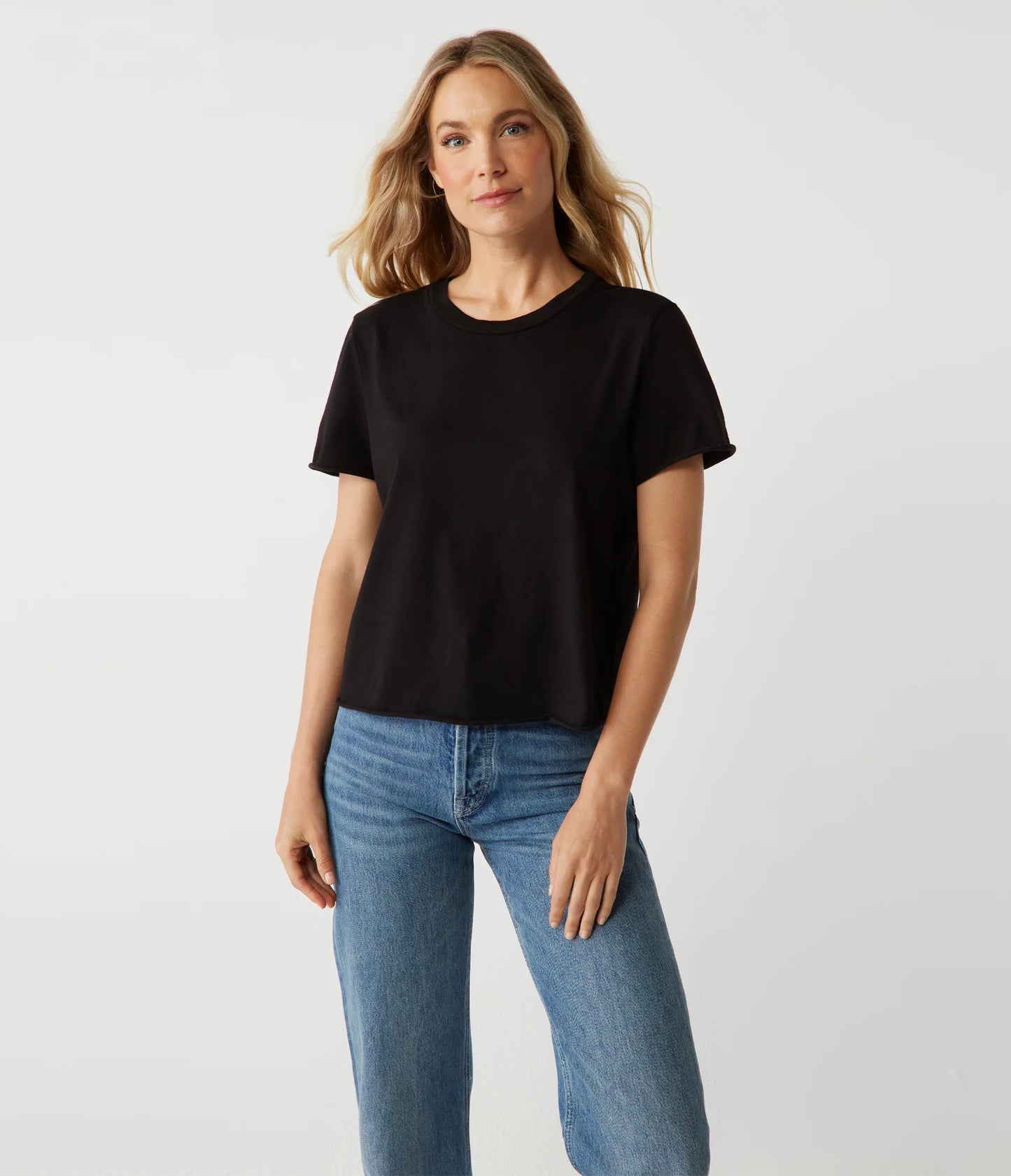 Jackie Raw Edge Crew Neck Tee