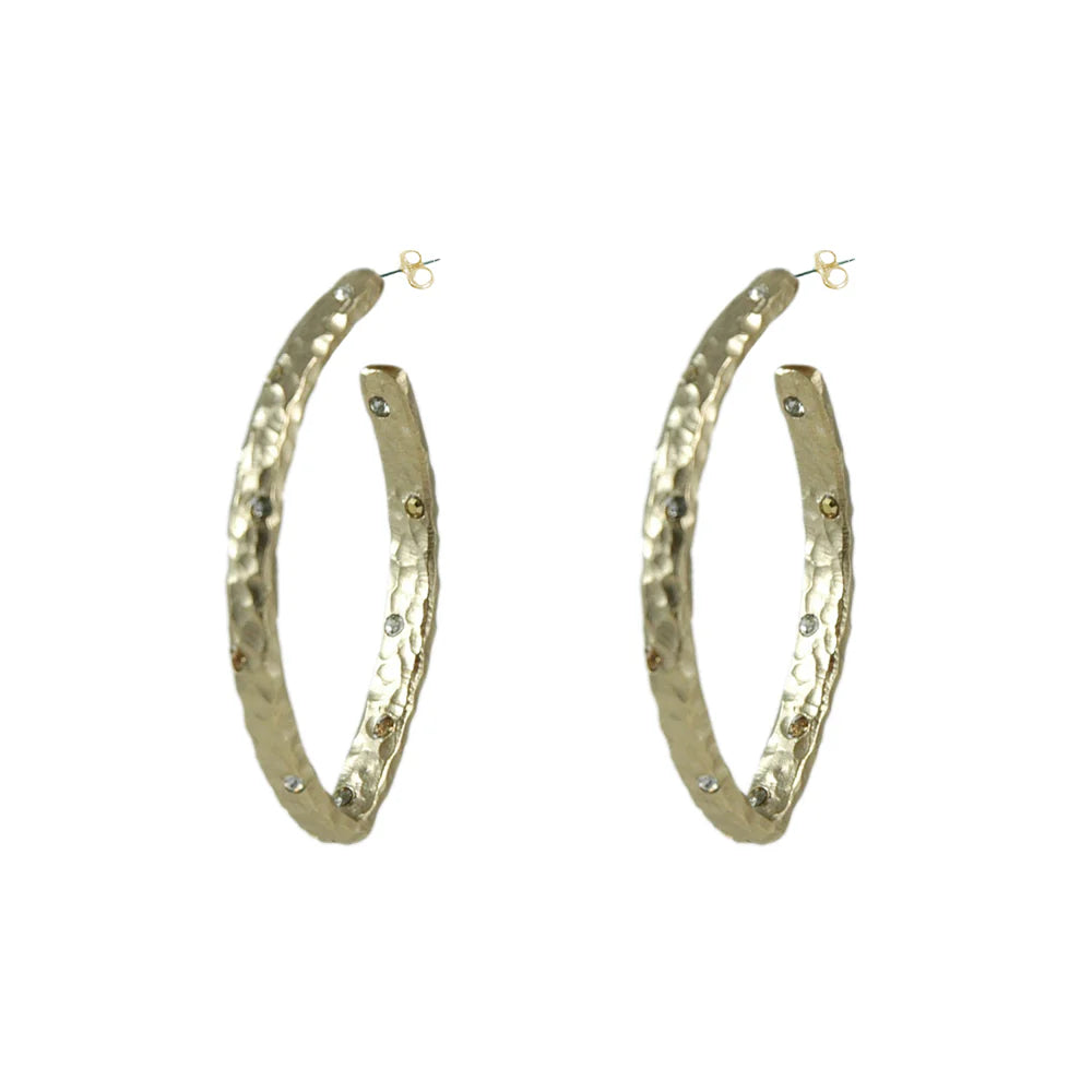 Gold Siena Hammered V-Shape Hoop Earrings