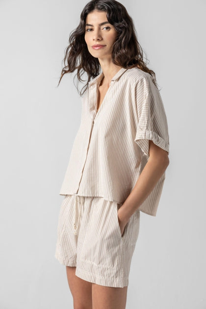 Stripeed Boxy Button Down