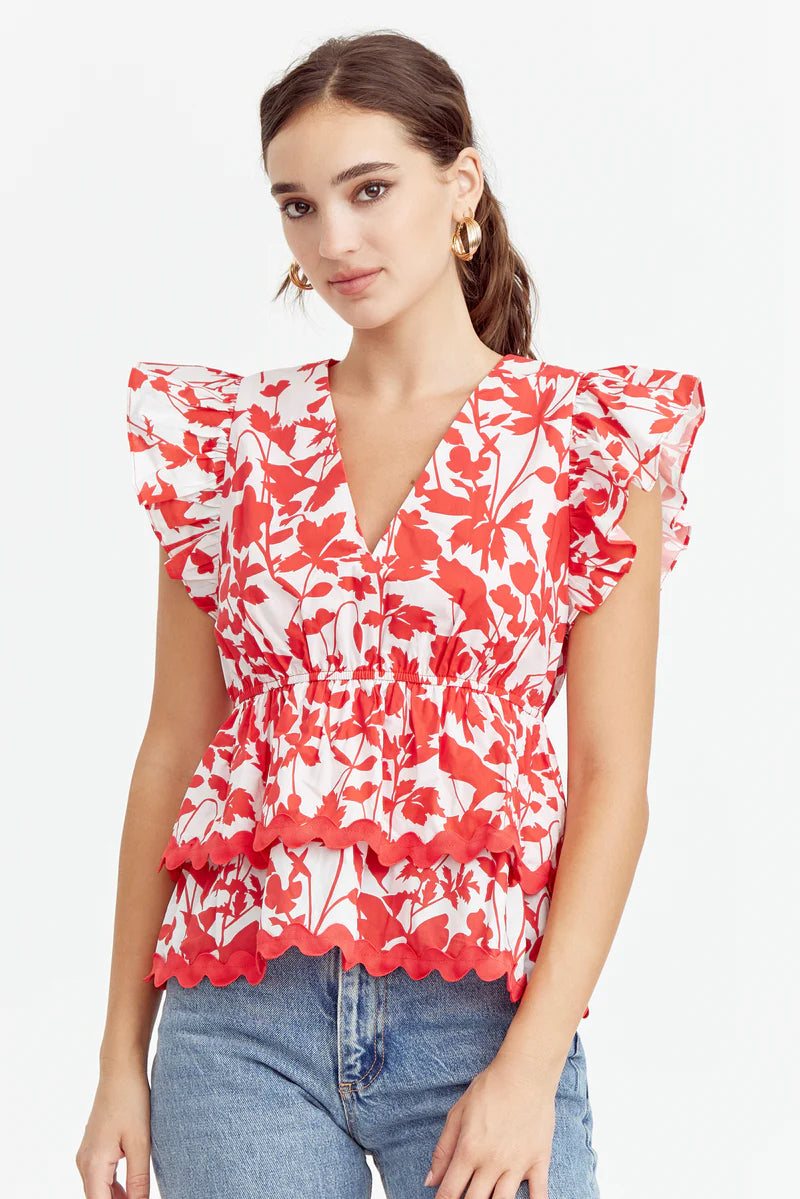 Sena Ruffled Peplum Top