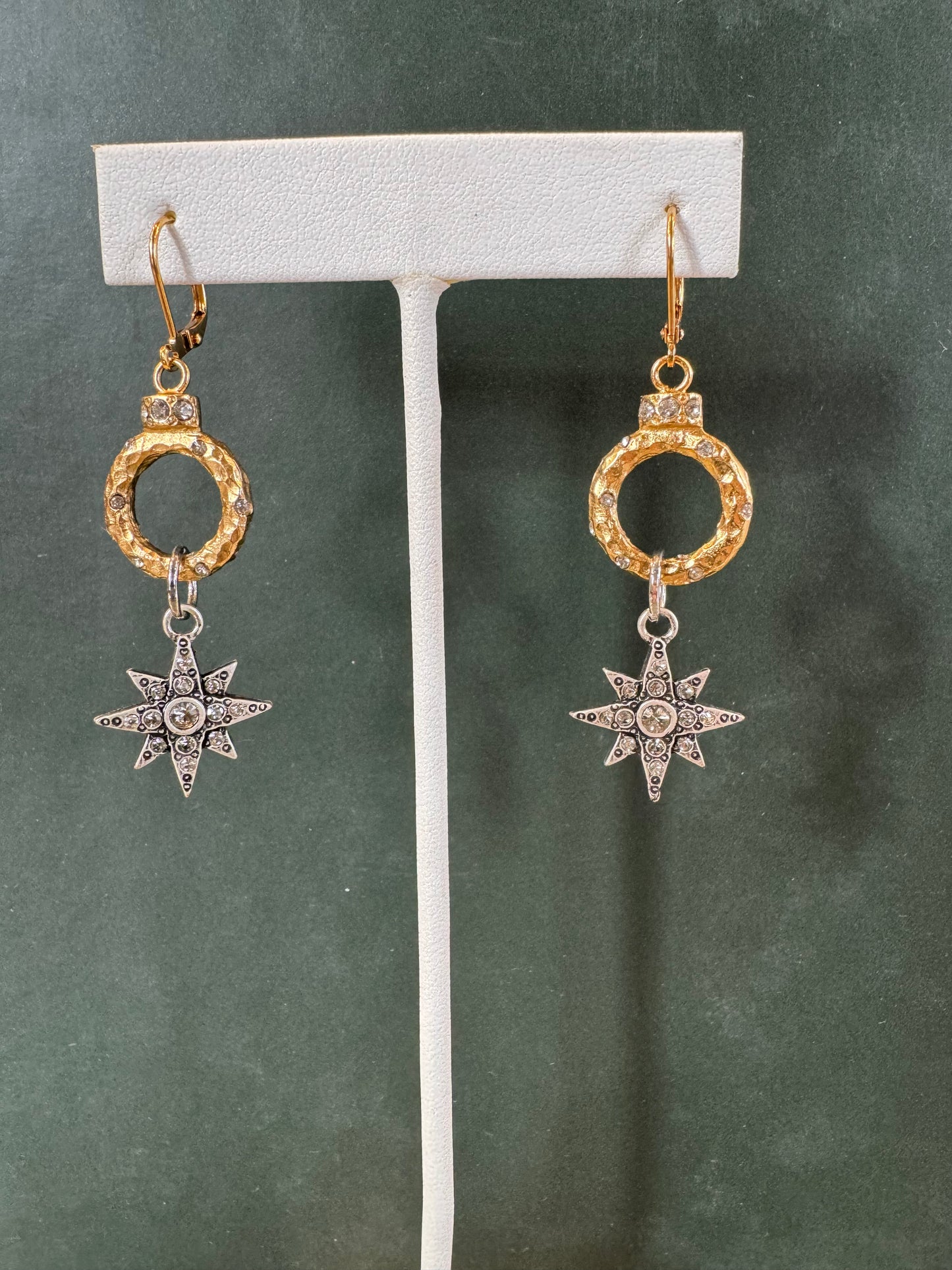 Gold Ring with Vintage Silver Dangle