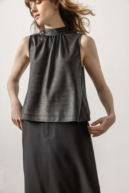 Sparkle Sleeveless Mock Neck