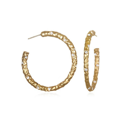 1.5 inch Gold Pavia Hoop with Crystals