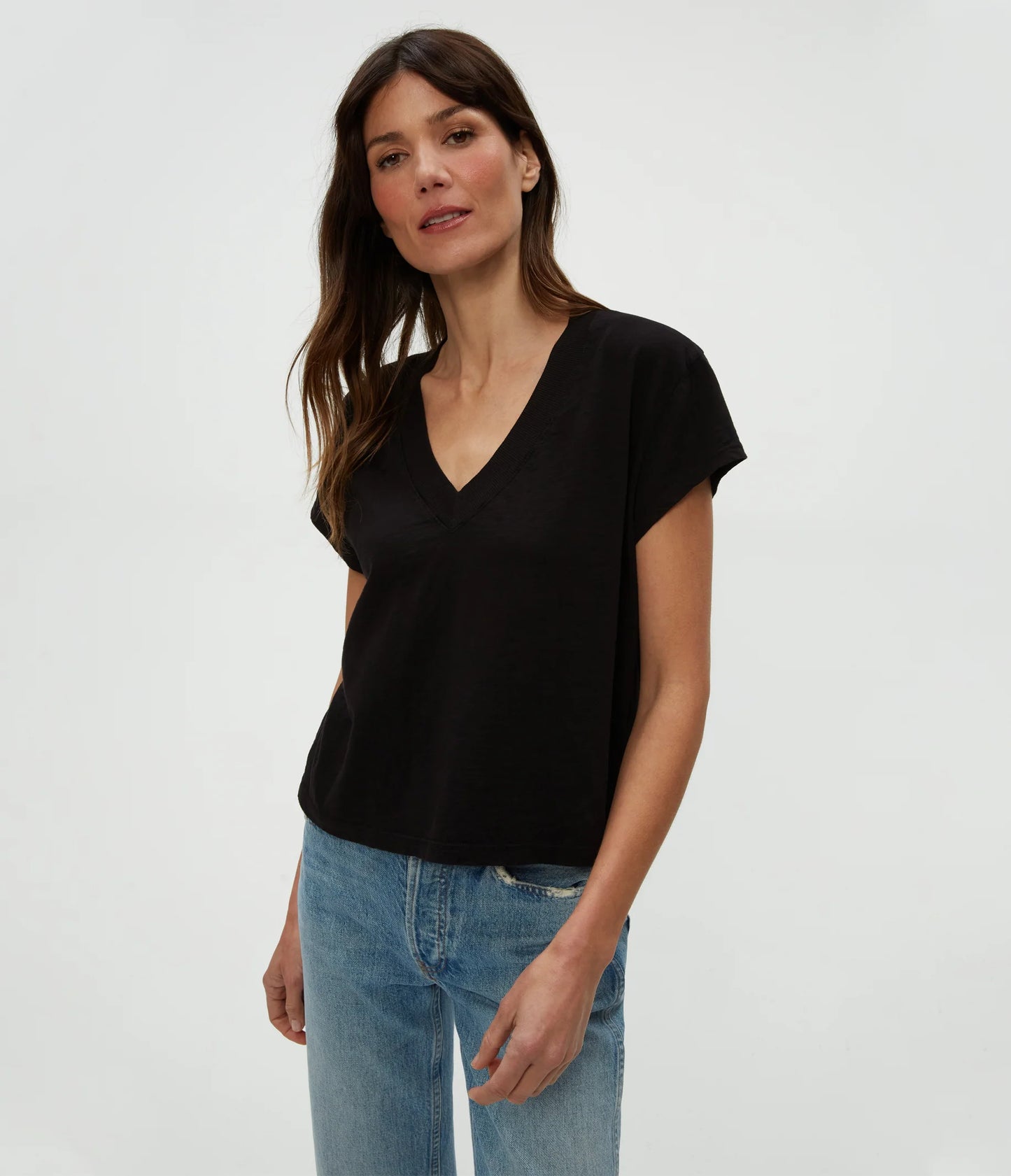 Harlan Cropped V-Neck Tee