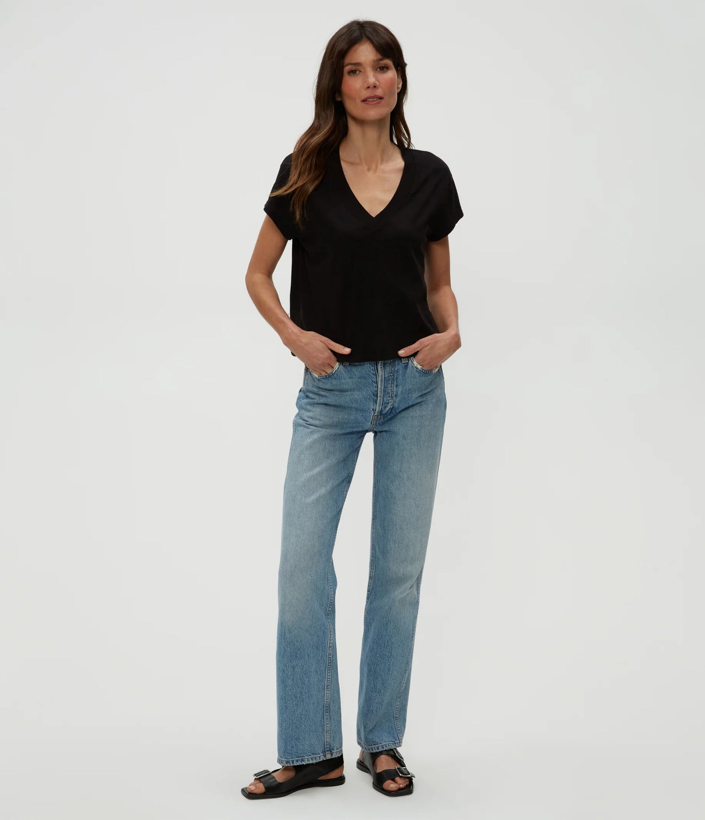 Harlan Cropped V-Neck Tee