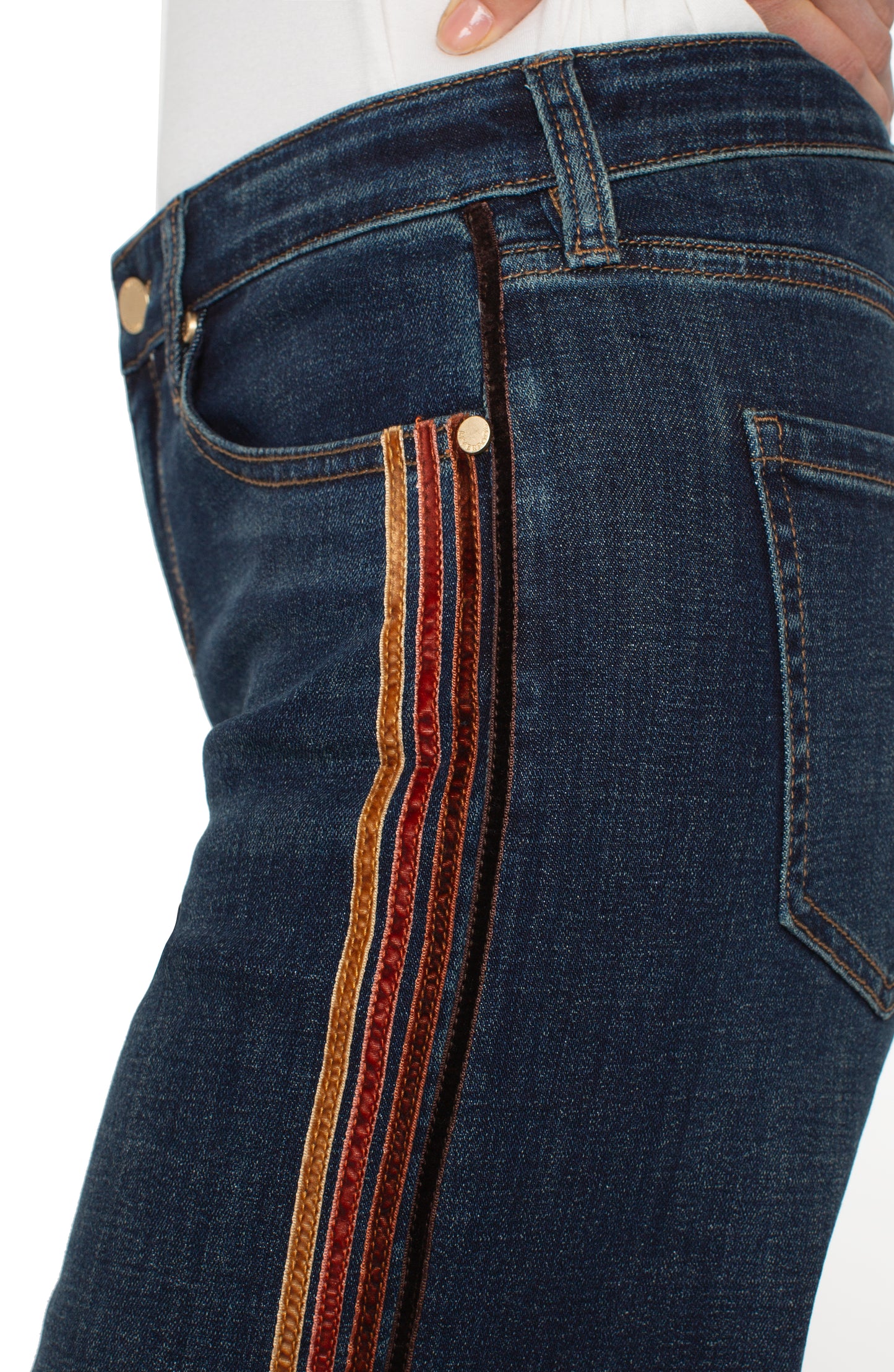 stride wide leg w/ velvet trim 28' ins