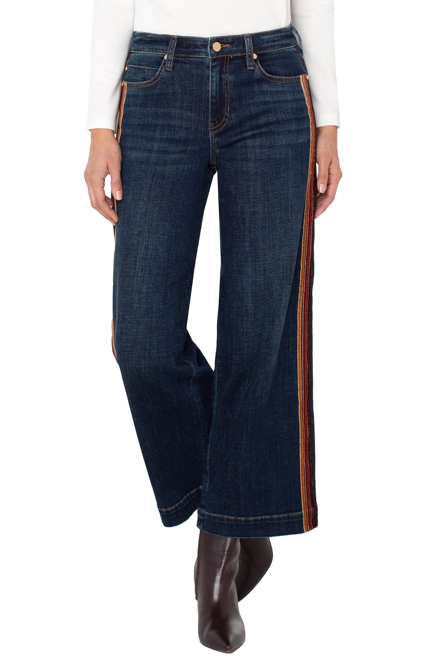 stride wide leg w/ velvet trim 28' ins