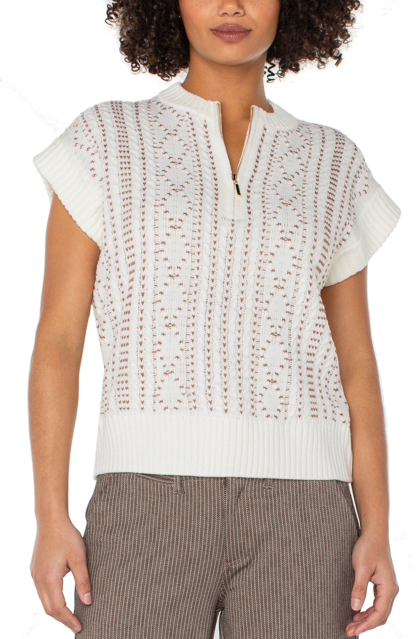 cap slv dolman 1/2 zip sweater