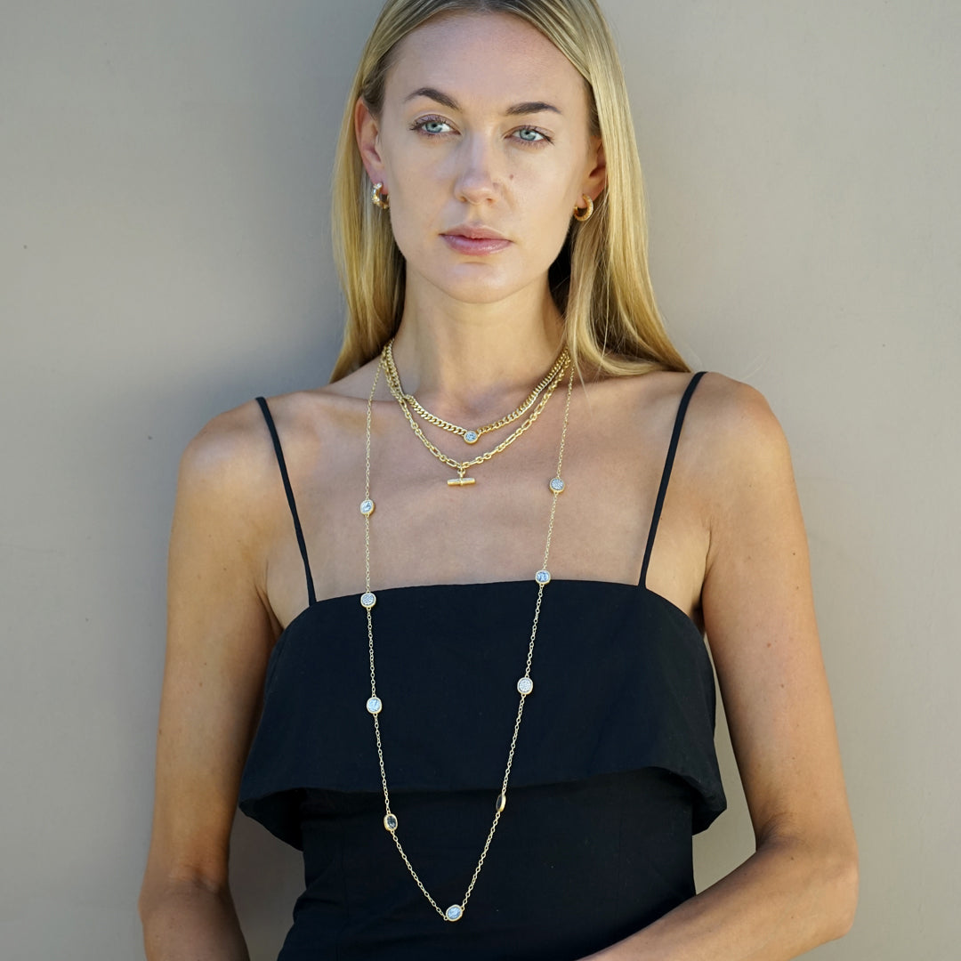 Mini Vintage Silver&Gold Byron Toggle Necklace