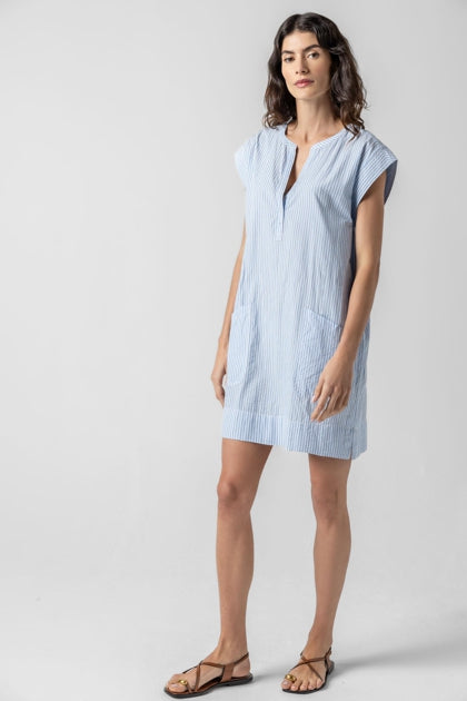 Stripe Split Neck Dress