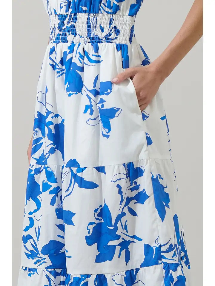 Aby Floral Hacienda Puff Sleeve Midi Dress