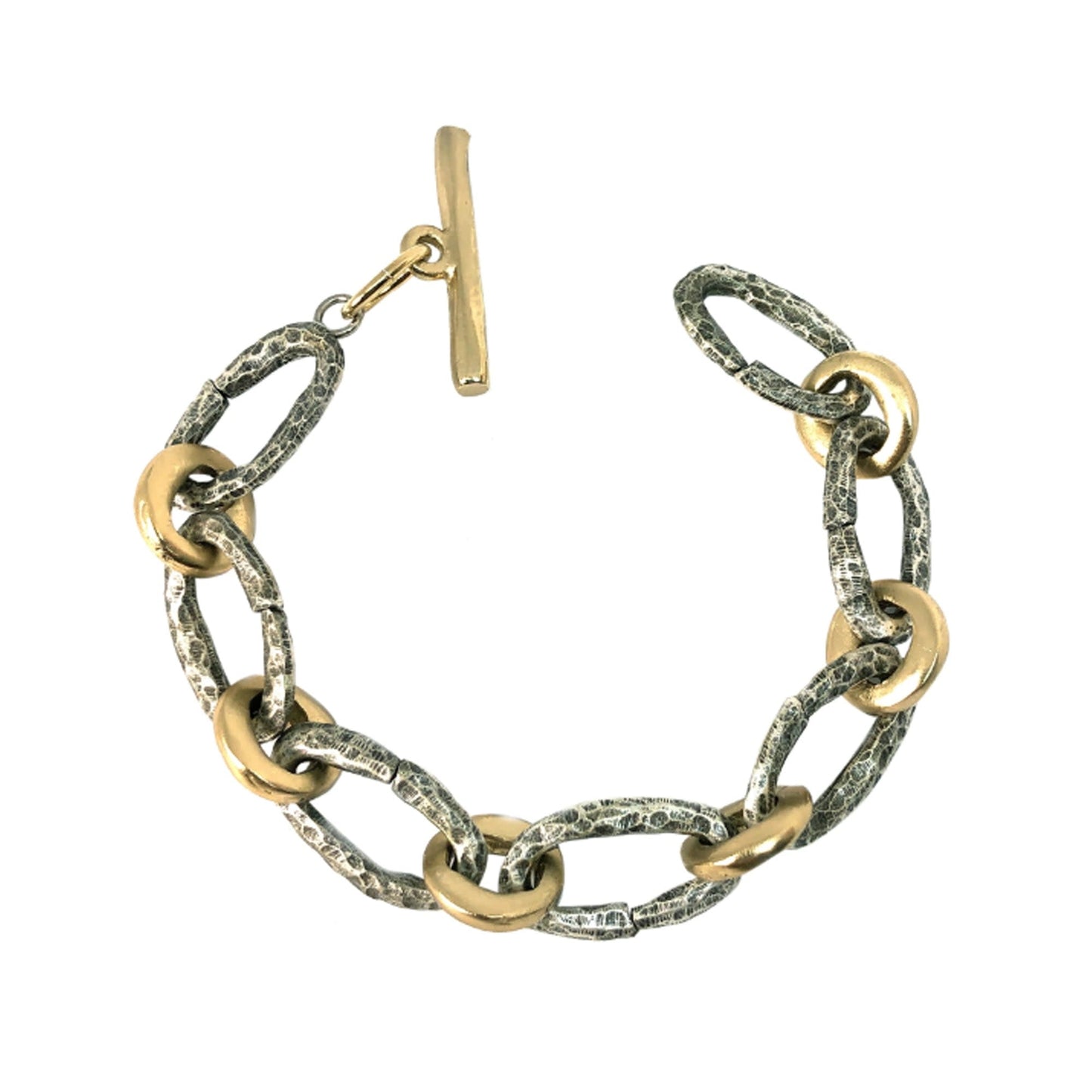 Vintage Silver Hammered Link Bracelet