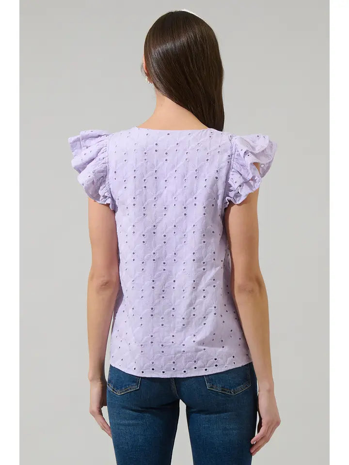 Hayley Eyelet Seni Ruffle Top