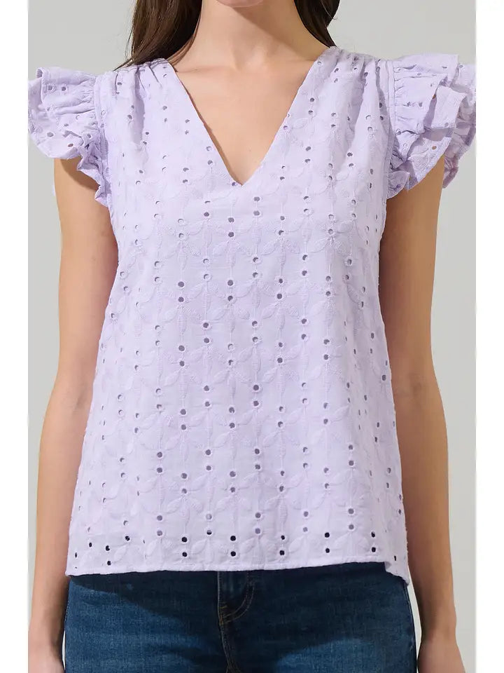 Hayley Eyelet Seni Ruffle Top