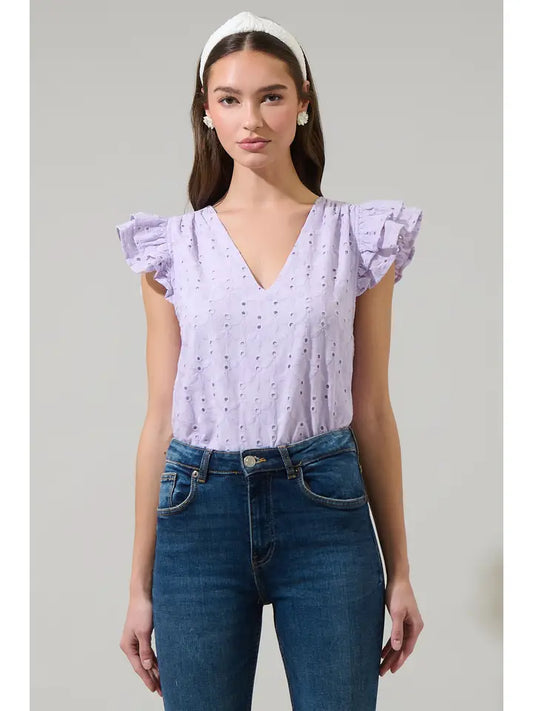 Hayley Eyelet Seni Ruffle Top