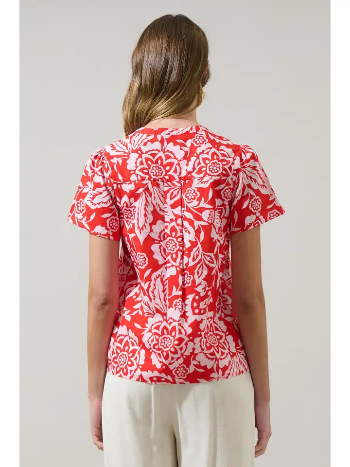 Hazen Floral Risony Pleated Top