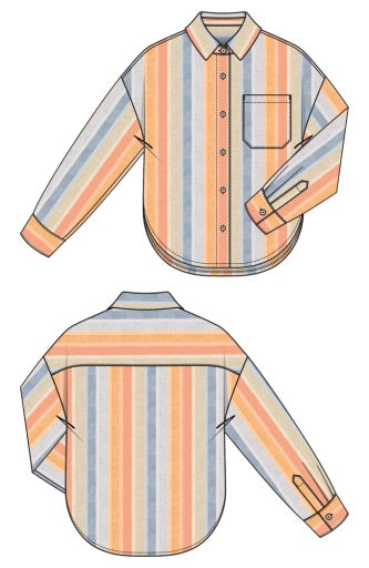 long slv relaxed button down shirt