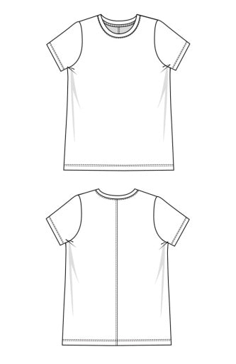 short slv crew neck knit tee w cb seam