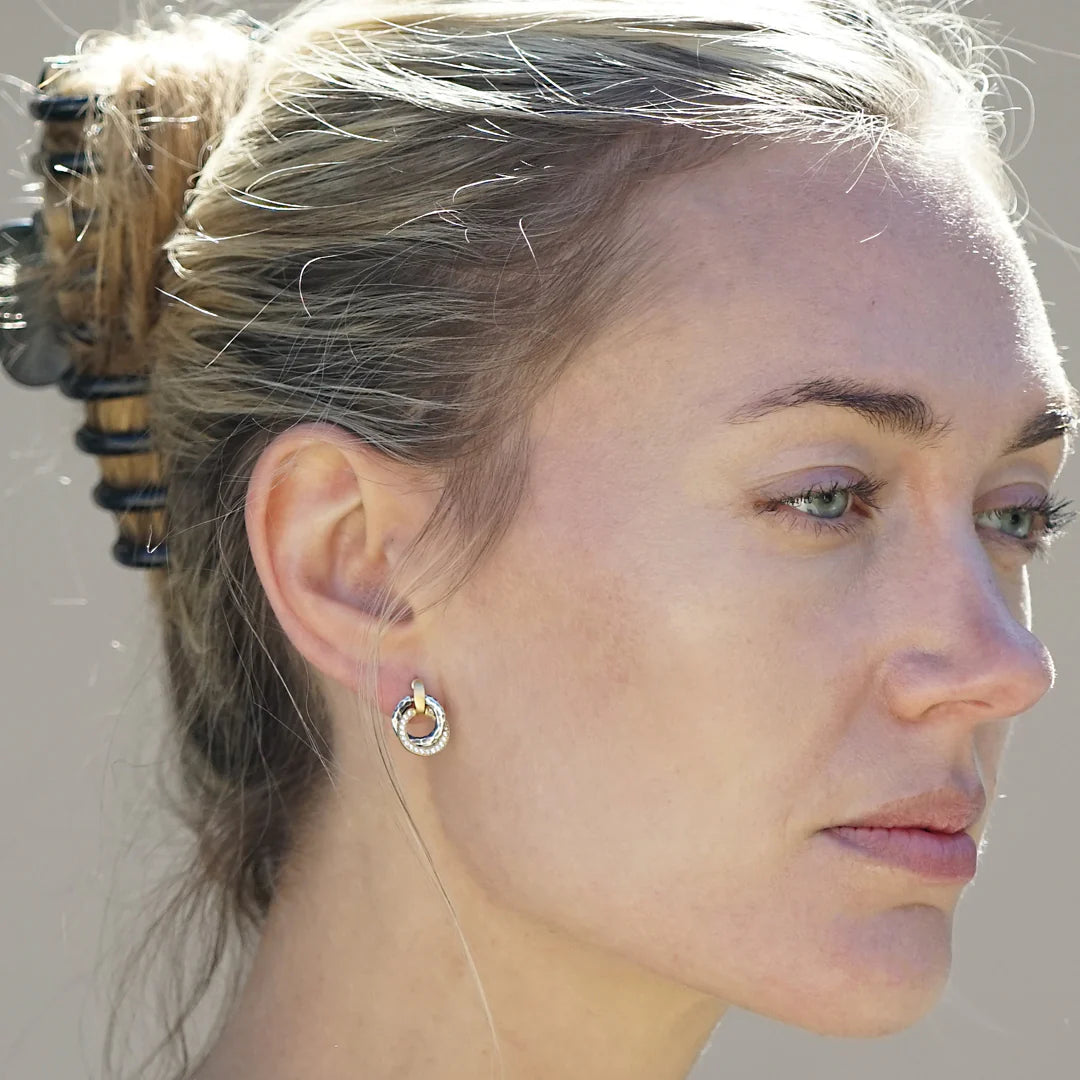 Mixed Metal Mini Trinity Earrings