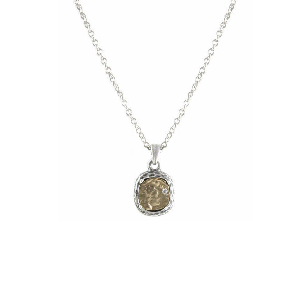 Silver Coin Necklace with Crystals