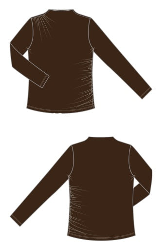 long slv mock neck knit top w shirring