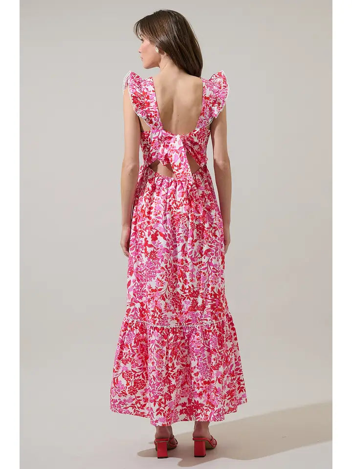 Reidy Floral Mawar Ruffle Midi Dress