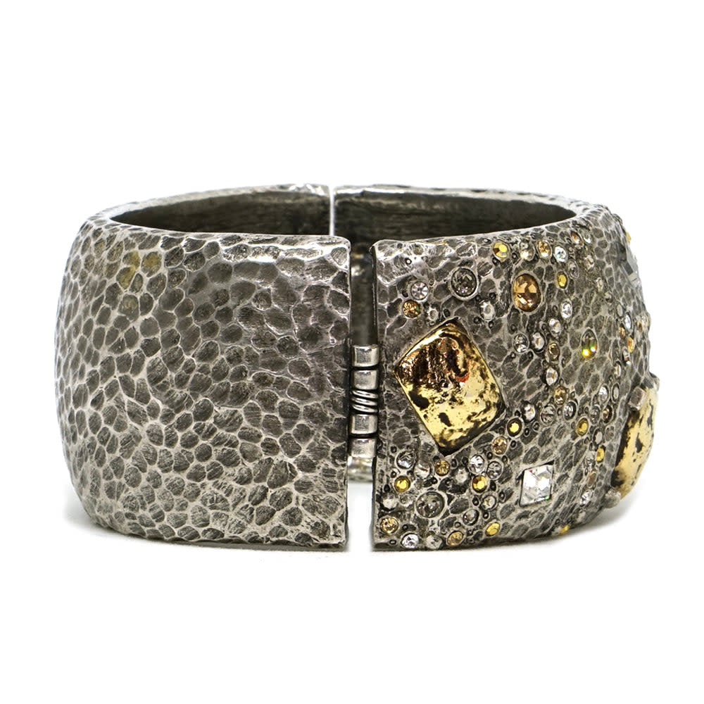 Hammered Coin Crystal Cuff