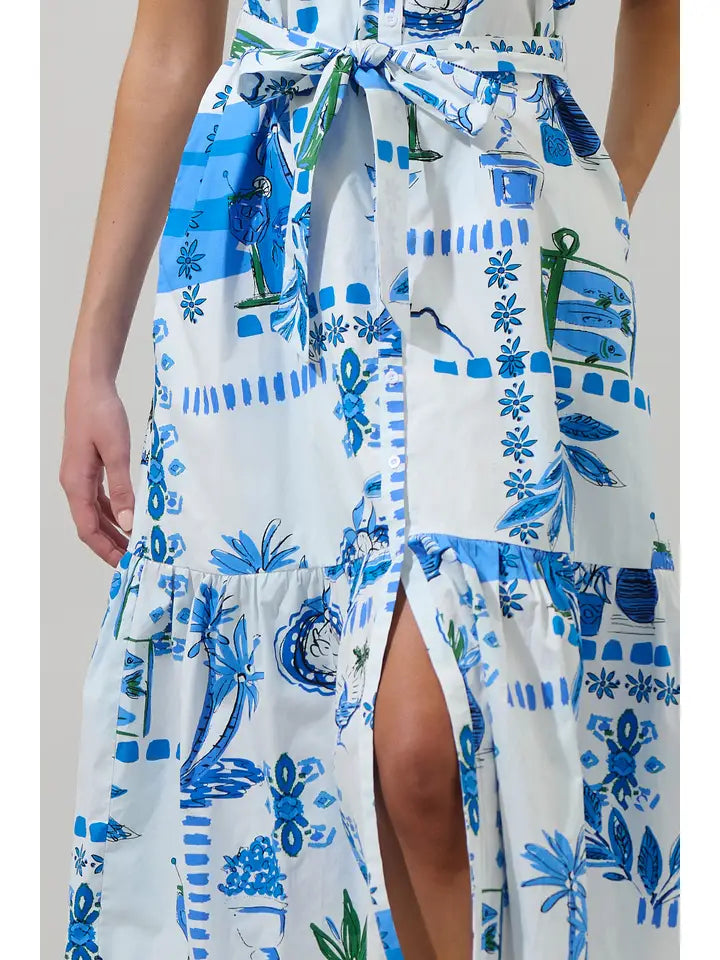 Sosy Floral Charlotte Button Midi Dress