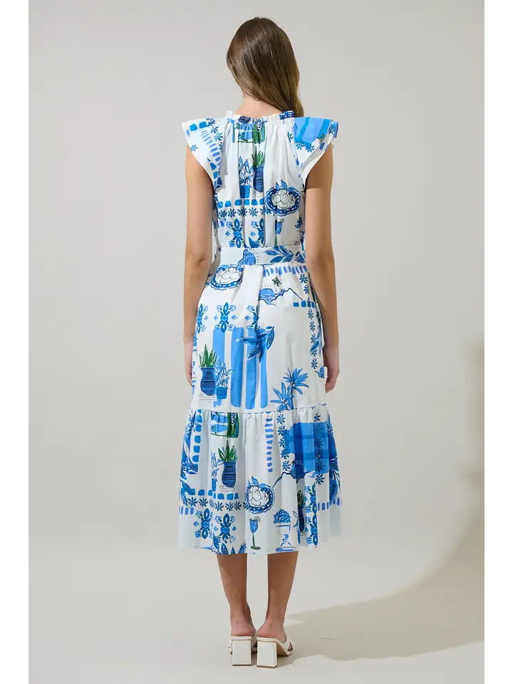 Sosy Floral Charlotte Button Midi Dress