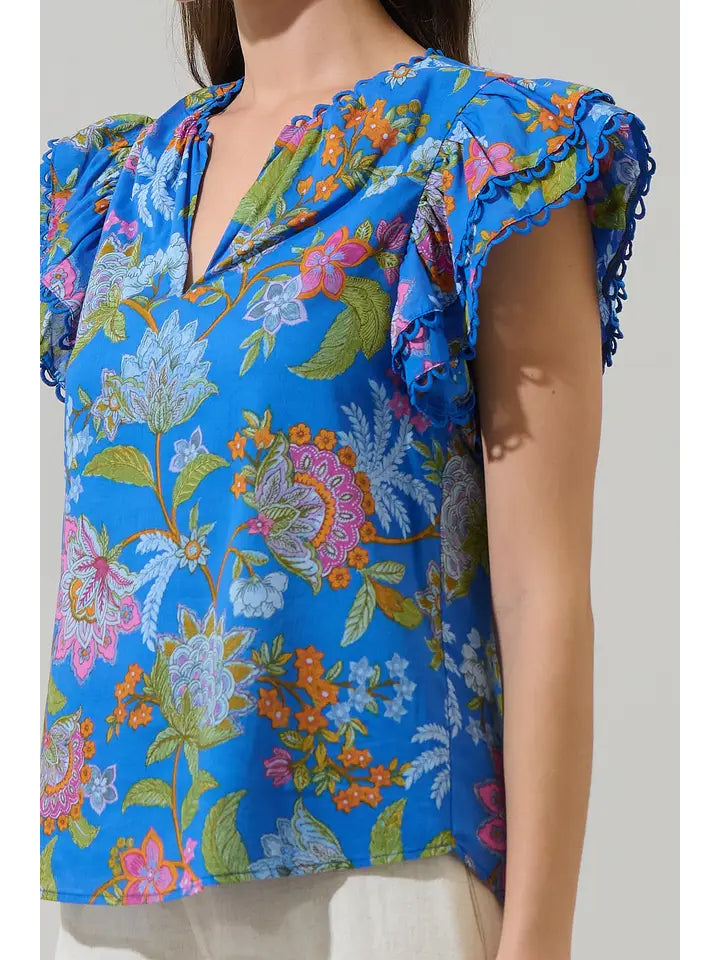 Sunlit Floral Ema Ruffle Top