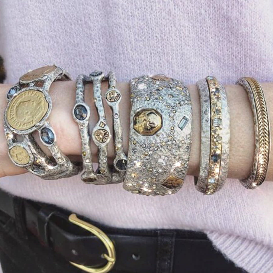 Hammered Coin Crystal Cuff