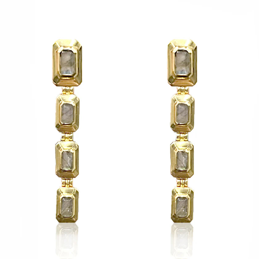 Gold Labradorite Beryl Earrings