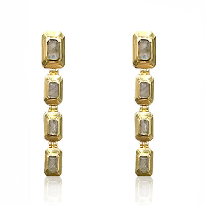 Gold Labradorite Beryl Earrings