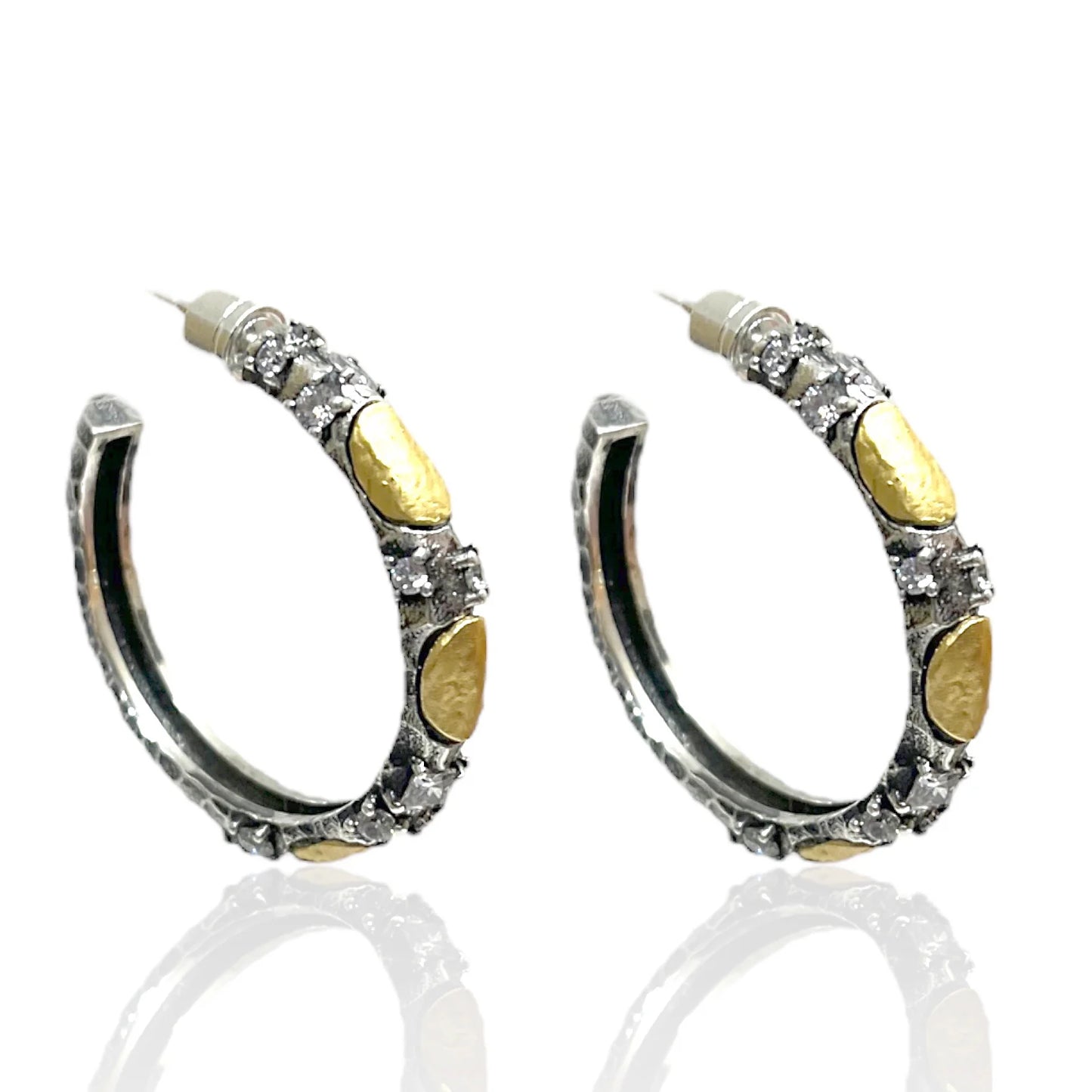Vintage Silver Alma Hoops 1.5"