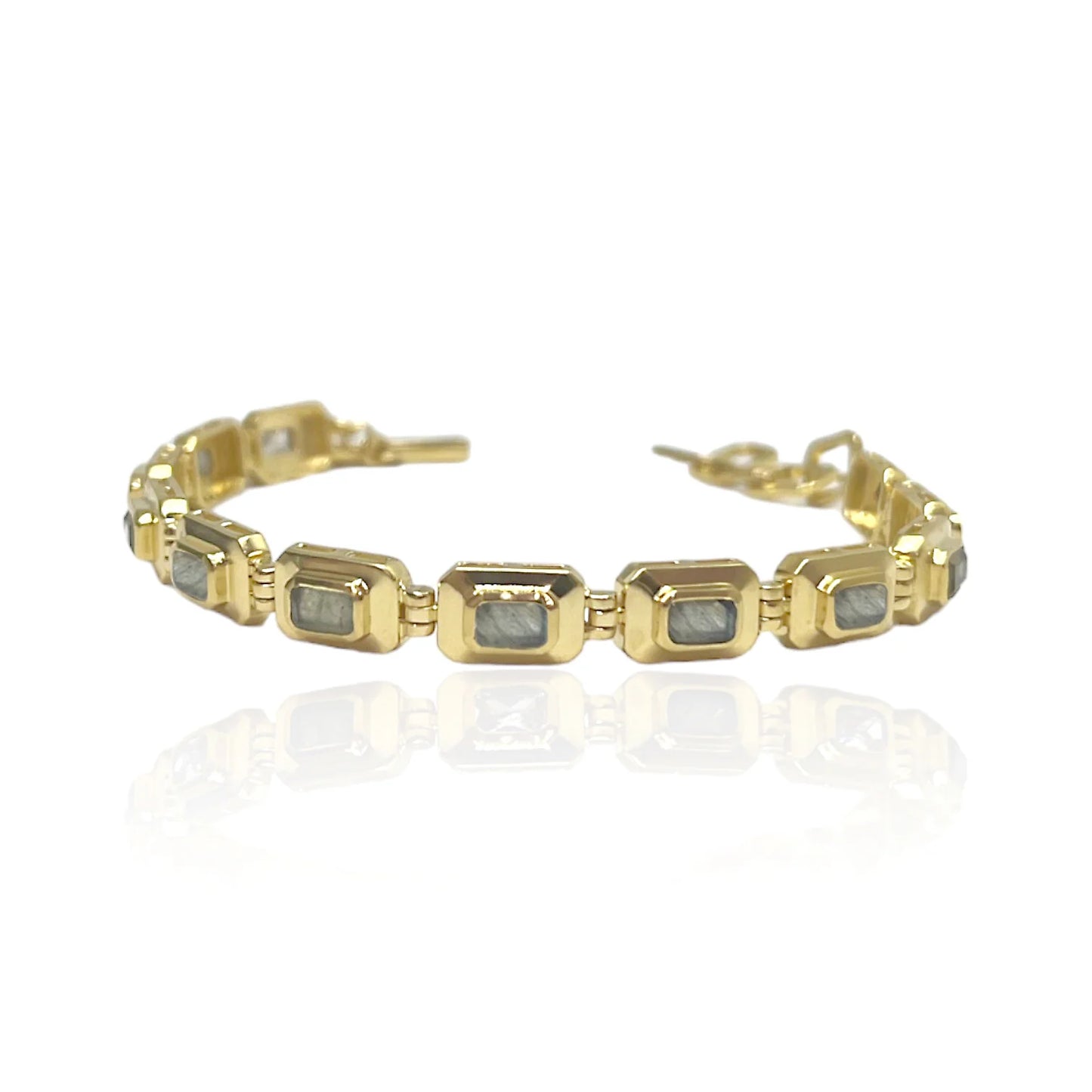 Gold Labradorite Beryl Tennis Bracelet
