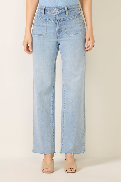 Anessa 31" front yoke stitch through pockets raw hem