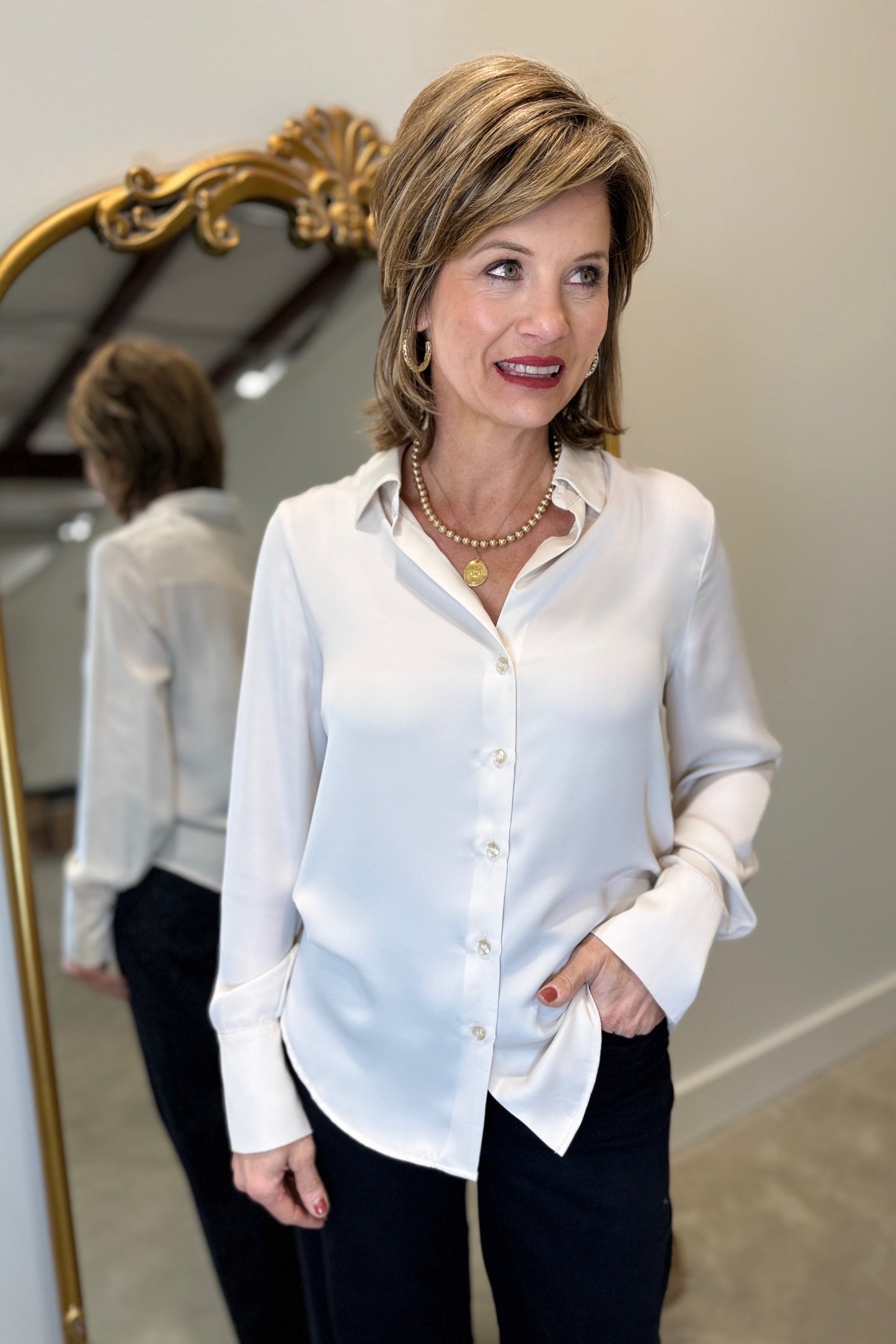 R5198 L/S Button Down Blouse