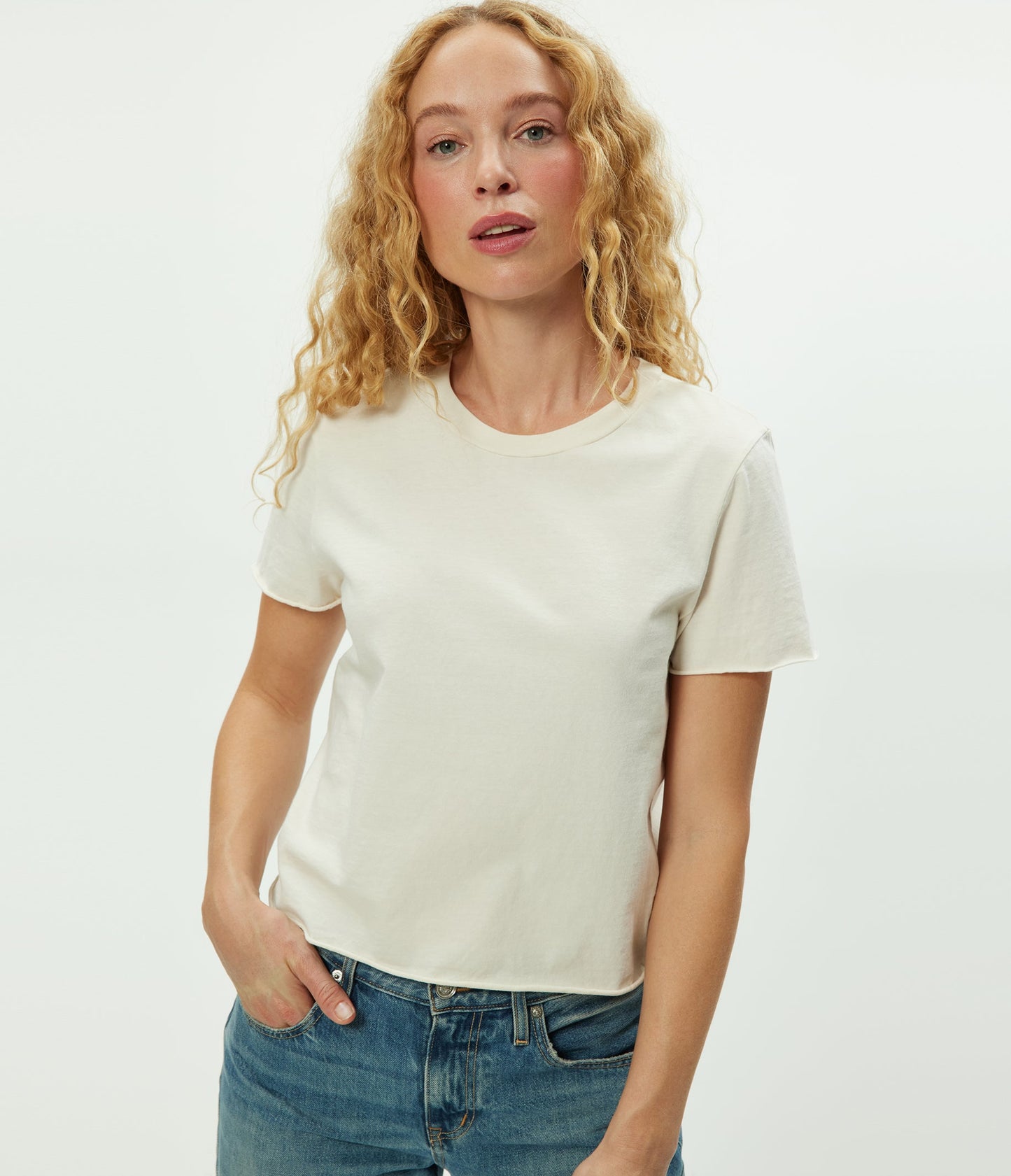 Jackie Raw Edge Crew Neck Tee