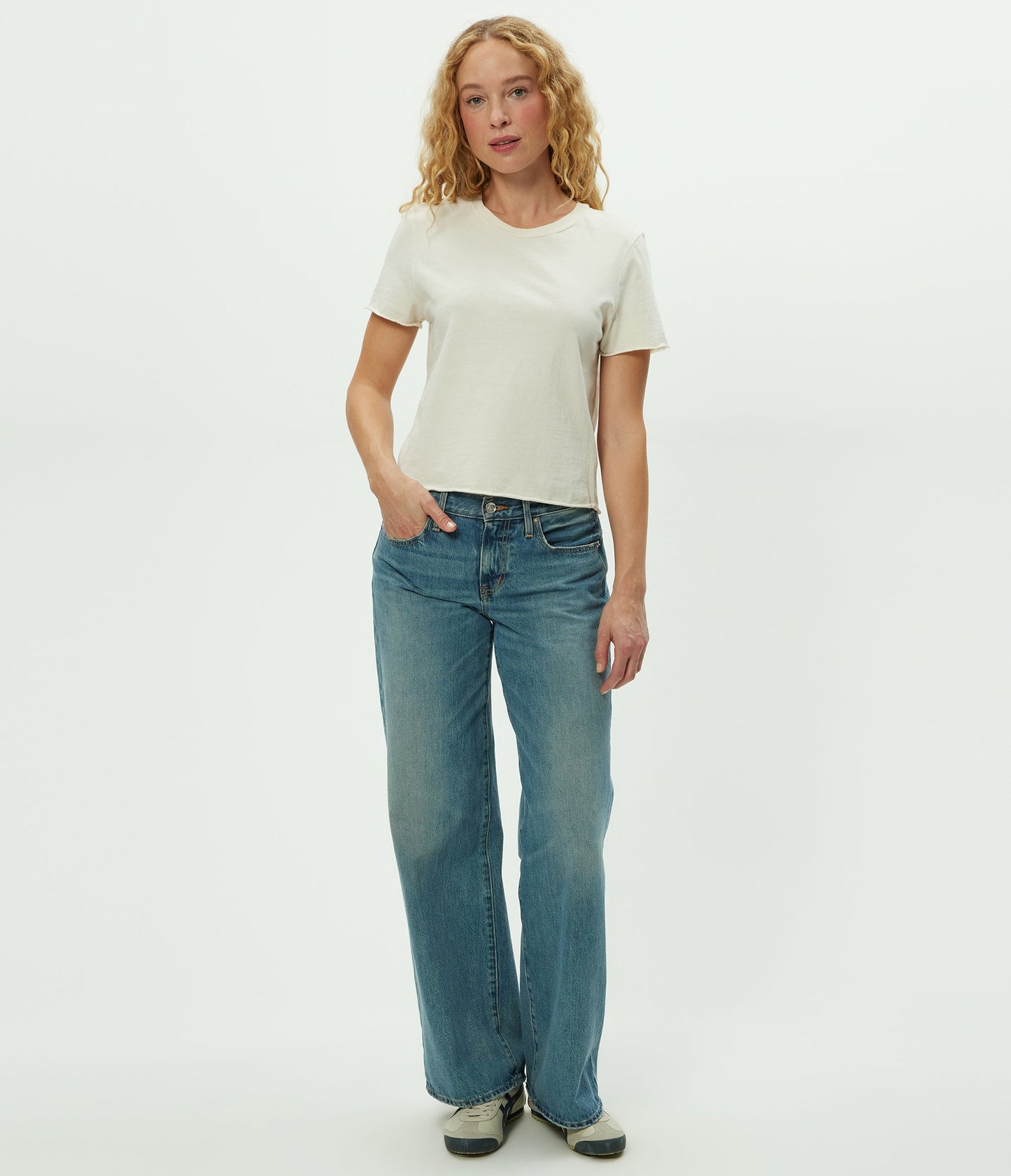 Jackie Raw Edge Crew Neck Tee
