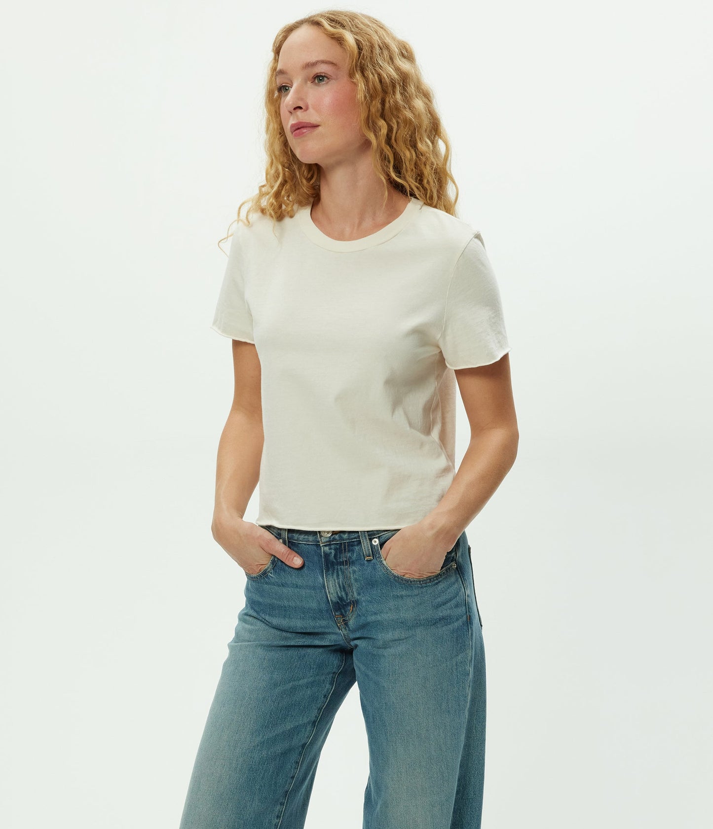 Jackie Raw Edge Crew Neck Tee
