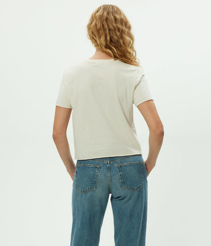 Jackie Raw Edge Crew Neck Tee