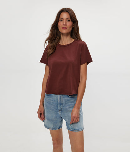 Jackie Raw Edge Crew Neck Tee